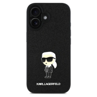 Zadní kryt Karl Lagerfeld Fixed Glitter Metal Ikonik pro Apple iPhone 16, černá