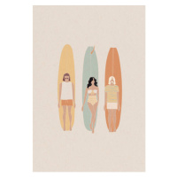 Ilustrace Longboard surf competition, vector illustration, LucidSurf, 26.7 × 40 cm