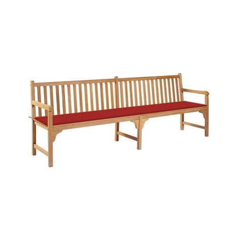 SHUMEE Zahradní lavice s červenou poduškou 240 cm teak 3062895