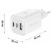 Swissten síťový adaptér GaN 2x USB-C 65W PD + 1x USB-A 18W QC bílý