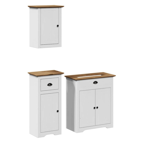 vidaXL 3dílná koupelnová sestava "BODO" bílá a hnědé borovice