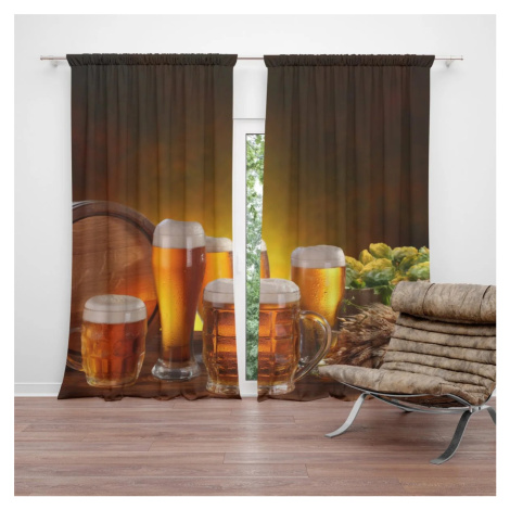 Závěs Sklenice s pivem: 2ks 140x250cm