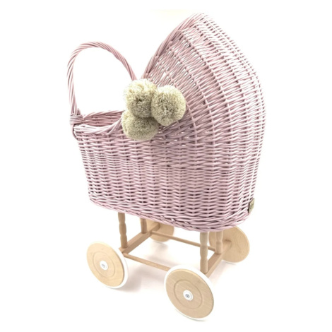 Lilu Lilu Prútený vysoký kočík pre bábiky ružová