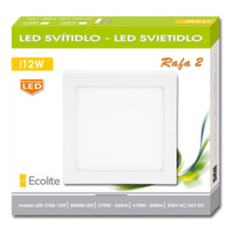 Ecolite SMD panel přisaz.17x17cm, 12W, 2700K, IP20, 860Lm LED-CSQ-12W/2700