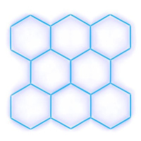 Escape6 Kompletní LED hexagonové svítidlo modré, rozměr 8 elementů 252 × 238 cm