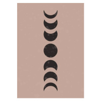 Ilustrace Moon phases mid century poster. Boho, Arelix, 30 × 40 cm