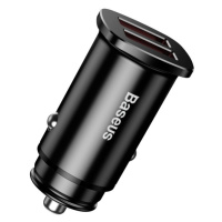 Baseus Square Metal duální adaptér do automobilu USB 30W QC3.0 SCP AFC, černá