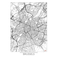 Mapa Brussels, Hubert Roguski, (30 x 40 cm)