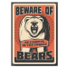 Ilustrace Beware of wild bear hunting season retro poster, seamartini, 30 × 40 cm