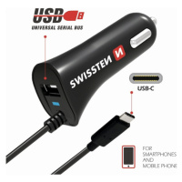 SWISSTEN CL AUTONABÍJEČKA USB-C a USB 2,4A POWER Černá