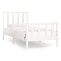 Rám postele bílý masivní dřevo 100 × 200 cm, 3106824