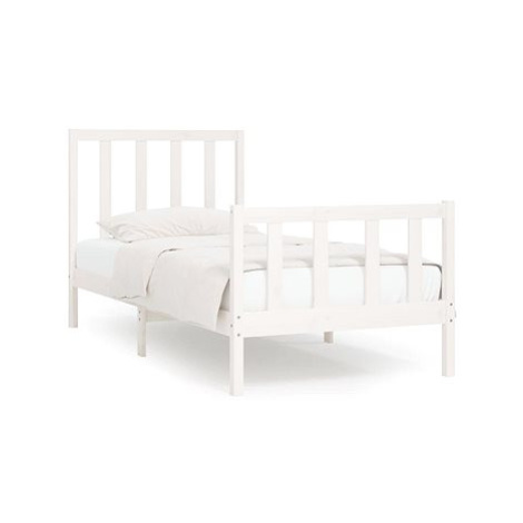 Rám postele bílý masivní dřevo 100 × 200 cm, 3106824 SHUMEE