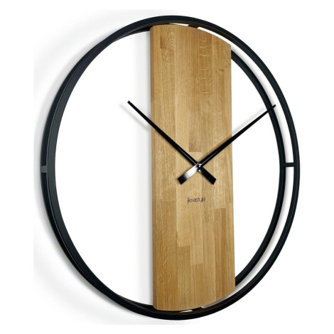Flexistyle z231 - extra velké 80 cm nástěnné hodiny s kovovým rámem a dřevem z přírodního dubu k