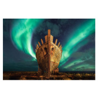 Ilustrace Viking Northern Lights - Akranes, Juan Maria Coy Vergara, 40 × 26.7 cm