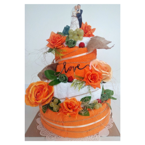 VER Textilní svatební dort třípatrový oranžová růže