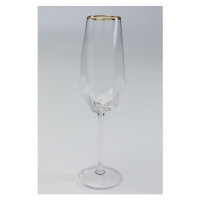 KARE Design Sklenice na šampaňské Diamond se zlatým proužkem