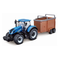 Bburago 1:50 Farm Traktor New Holland s vlečkou pro koně