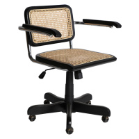 Estila Stylová industriální otočná kancelářská židle Moher s černou konstrukcí a hnědým ratanový