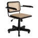 Estila Stylová industriální otočná kancelářská židle Moher s černou konstrukcí a hnědým ratanový