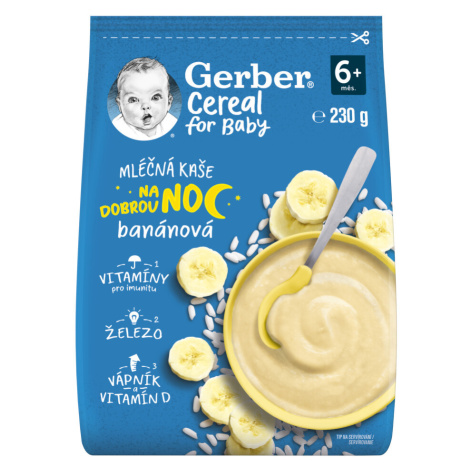 Gerber Cereal Mléčná kaše na dobrou noc banánová 230g 6M+ NESTLÉ