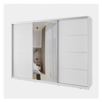 Nejlevnější nábytek Nejby Barnaba 280 cm s posuvnými dveřmi, zrcadlem - bílý lesk