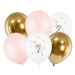 KIK Balónky 30cm pastelově bledě růžové bílo zlaté růžové