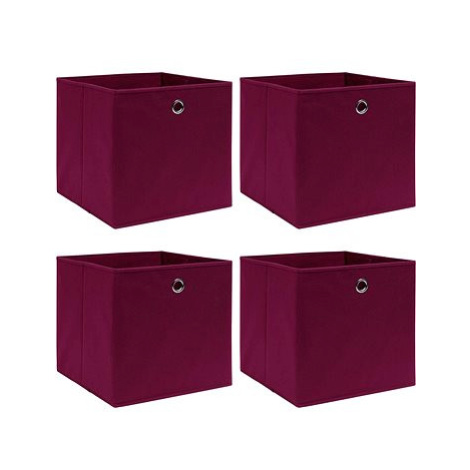 Úložné boxy 4 ks tmavě červené 32 x 32 x 32 cm textil SHUMEE
