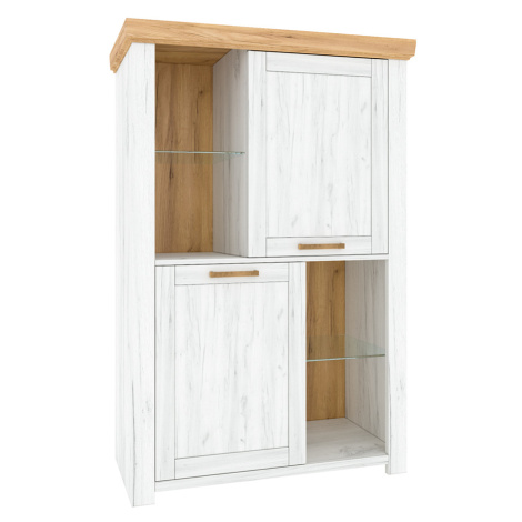 Vitrína C, dub craft zlatý / dub craft bílý, SUDBURY Tempo Kondela