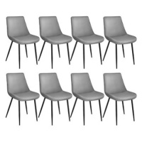 TecTake Sada 8 židlí Monroe v sametovém vzhledu - šedá