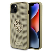 Guess PU Perforated 4G Glitter Metal Logo kryt iPhone 15 zlatý