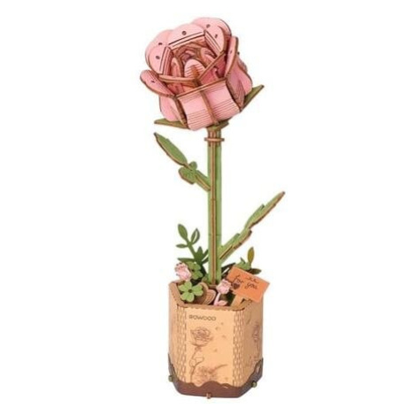 RoboTime Dřevěné 3D puzzle Růžová růže