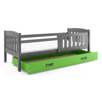 Dětská postel KUBUS s úložným prostorem 90x200 cm - grafit Zelená