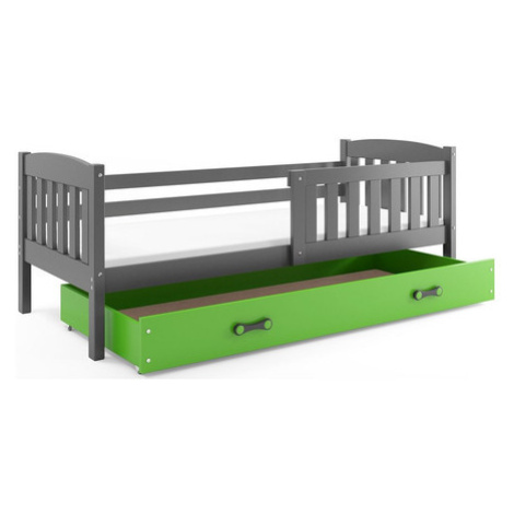 Dětská postel KUBUS s úložným prostorem 90x200 cm - grafit Zelená BMS
