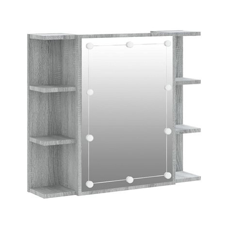 Shumee Zrcadlová skříňka s LED - šedá sonoma, 70 × 16,5 × 60 cm