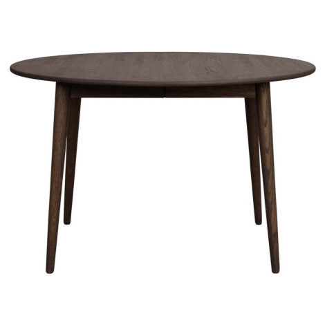 Tmavě hnědý kulatý rozkládací jídelní stůl z dubového dřeva ø 120 cm Tyler – Rowico