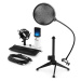 Auna MIC-900WH-LED V2, USB mikrofonní sada, bílý kondenzátorový mikrofon + pop-filter + stolní s