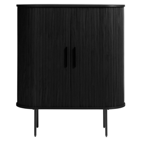 Černá skříňka v dekoru dubu s posuvnými dveřmi 100x118 cm Nola – Unique Furniture