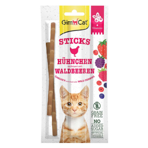 GimCat Superfood DuoSticks s kuřecím masem a lesními plody 12× 3 ks