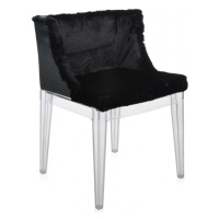 Kartell - Židle Mademoiselle Kravitz - černá kožešina/kůže, transparentní