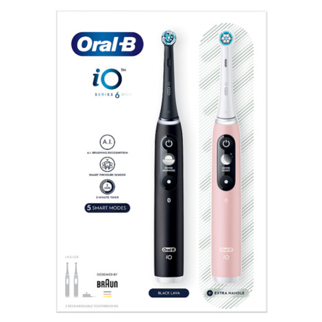 Oral-B iO Series 6 Duo Black / Pink Sand Elektrické Zubní Kartáčky S Magnetickou Technologií iO