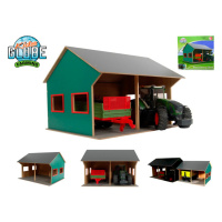 Kids Globe Farming dřevěná garáž 44x53x37cm 1:16 pro 2 traktory