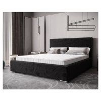 Nadčasová čalouněná postel v minimalistickém designu v černé barvě 180 x 200 cm bez úložného pro