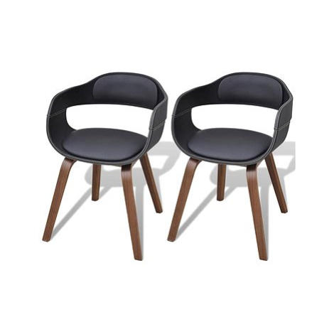 Jídelní židle 2 ks černé ohýbané dřevo a umělá kůže SHUMEE