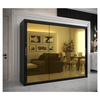 Šatní skříň Abi Golden T3 Barva korpusu: Černá, Rozměry: 250 cm, Dveře: Černý Marmur + zlaté zrc