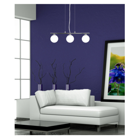Závěsná lampa chrom/bílá koule 3 RAISA CANDELLUX