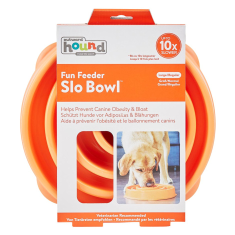 Fun Feeder Slo Bowl Anti Schling Swirl Orange Large Outward Hound