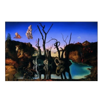 Umělecký tisk Salvador Dali - Reflection Of Elephants, 70 × 50 cm