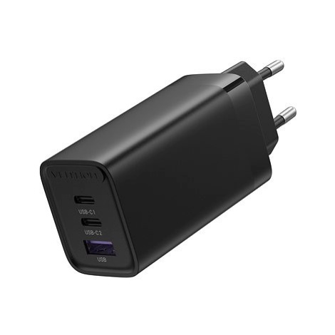 Vention 3-port GaN Charger (65W USB-C / 30W USB-C / 30W USB) Black