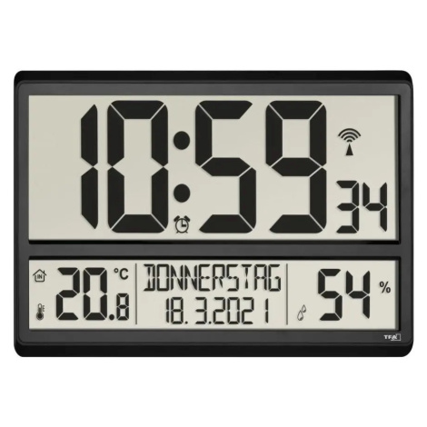 TFA Nástěnné hodiny s vnitřní teplotou a vlhkostí 60.4520.01 TFA Dostmann