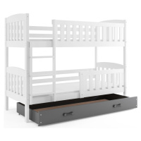 BMS Dětská patrová postel KUBUŠ | bílá Barva: bílá / šedá, Rozměr: 200 x 90 cm